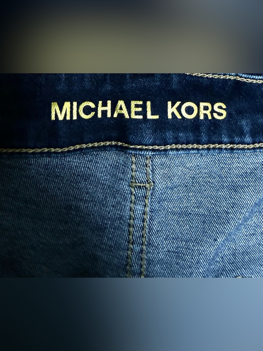 Michael Kors Dark Wash High Rise Cropped Wide Leg Stretch Denim Jeans Womens 16 - Picture 4 of 5